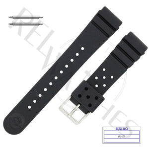 SEIKO 4F24ZZ 22mm Black Rubber Watch Band