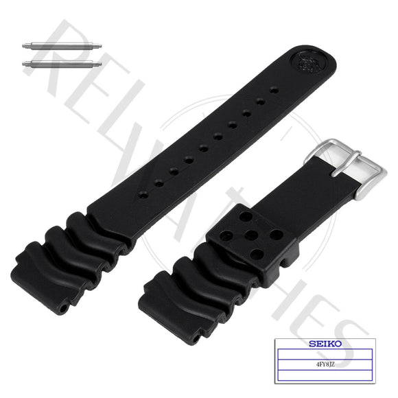 SEIKO 4FY8JZ 22mm Black Rubber Watch Band