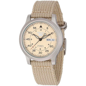 Seiko 5 Automatic Military Watch - Beige Dial Canvas - SNK803K2