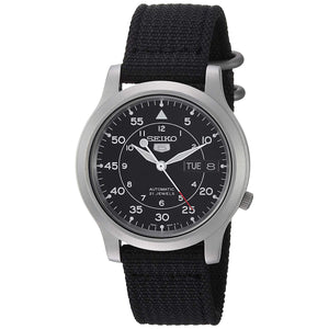 Seiko 5 Automatic Military Watch - Black Dial Canvas - SNK809K2
